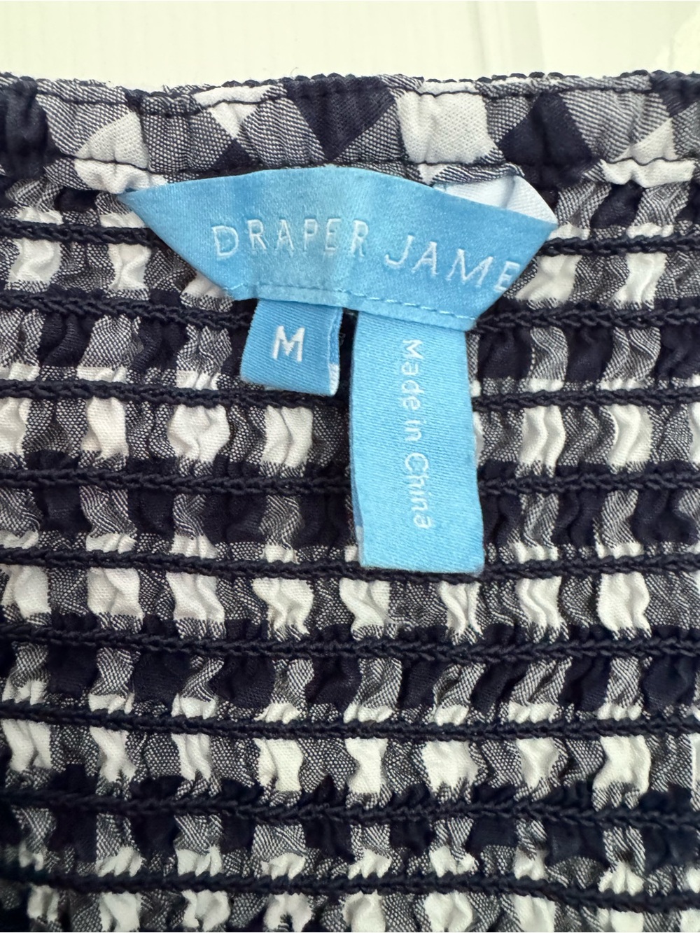 Draper James Deana size Medium navy & White Gingham Smocked Sundress - Picture 3 of 4